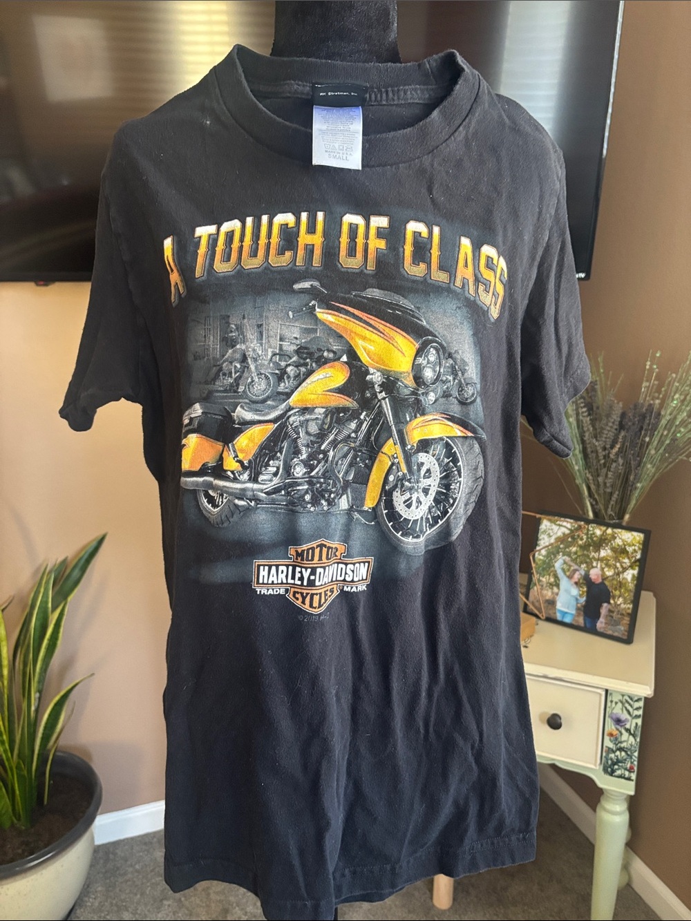 Harley-Davidson Black Tee with Yellow Motorcycle Graphic